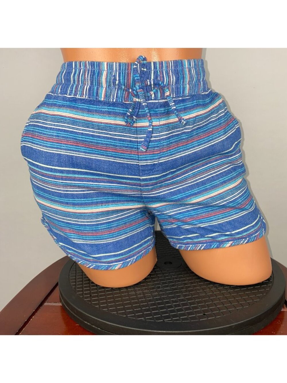 Gap Factory Pull On Shorts Womens 4/27 Striped Tie Elastic Waist Summer Beach